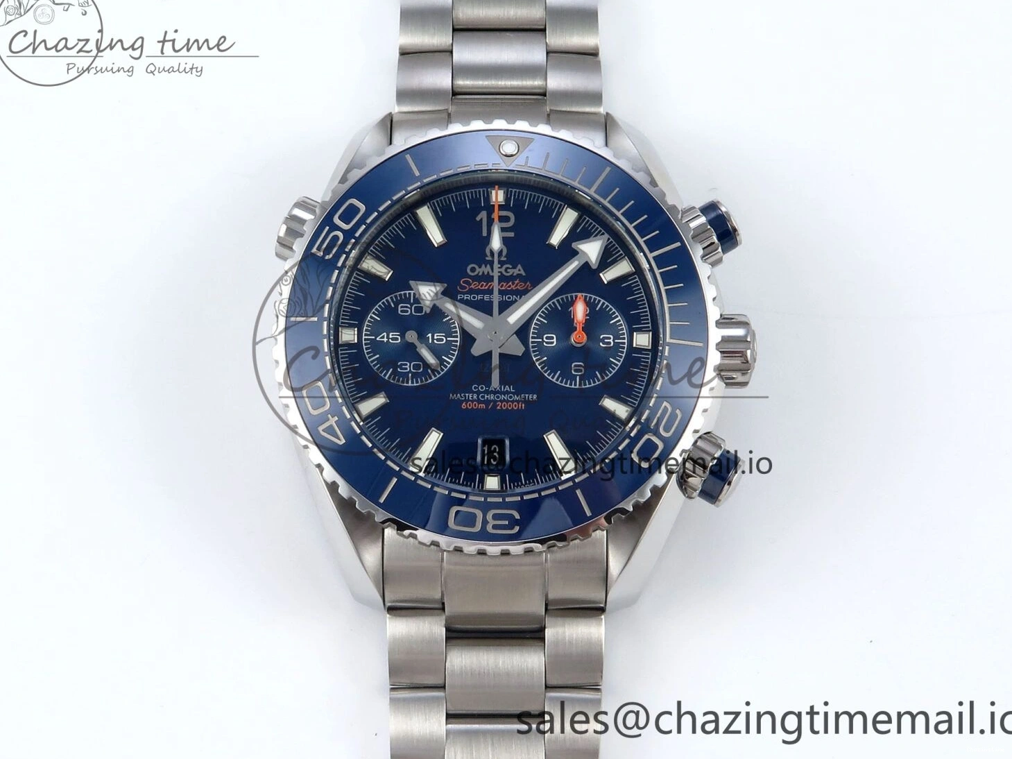 0117 Planet Ocean Master Chronometer 600M 45.5mm SS SCF 1:1 Best Edition Blue Bezel Blue Dial on SS Bracelet A9900 Super Clone Lightweight 7676